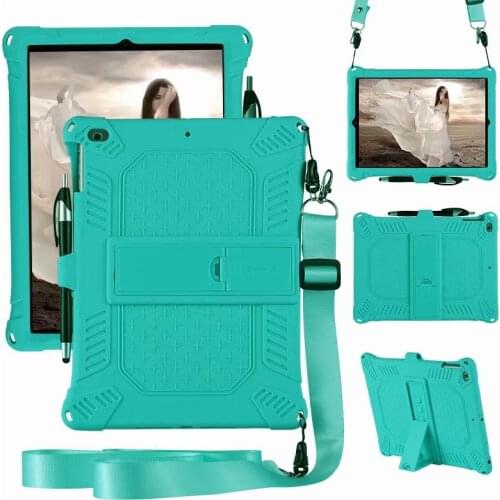 Kids Case For iPad 9.7 2017 2018 mini 5 4 3 2 1 Tablet stand Protective Case For ipad Pro 9.7 Air Air 2 Silicon Cover +strap+pen