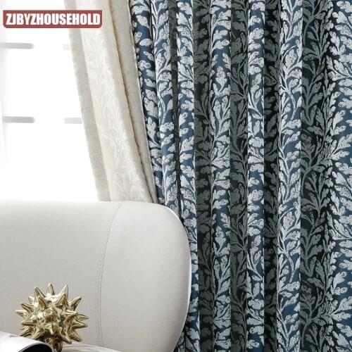 European luxury shading finished curtain cloth bedroom living room jacquard curtains custom curtains