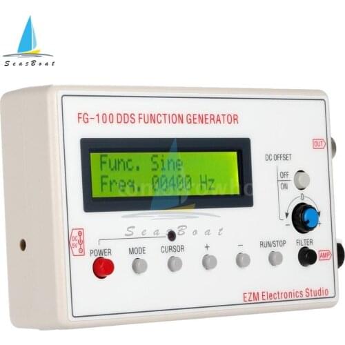 FG-100 DDS Function Signal Generator LCD Display DC 3.7-10V Frequency Counter 1Hz-500KHz Sine Triangle Square Wave Waveform