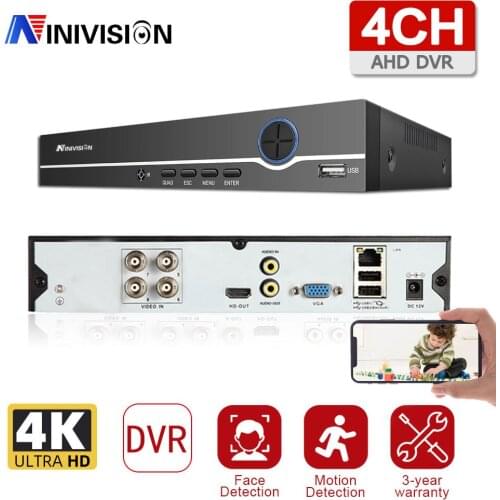 NINIVISION 8.0MP AHD DVR 4CH 6 In 1 HYBRID Security Recorder For 4K 8MP 5MP 4MP 1080P AHD TVI CVI Analog Camera Motion Detection