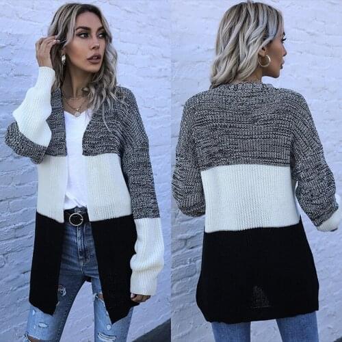 Cardigan Oversize2020 Autumn and Winter New V-neck Knitted Warmth European and American Mid-length Cardigan Sweater Jacket Women