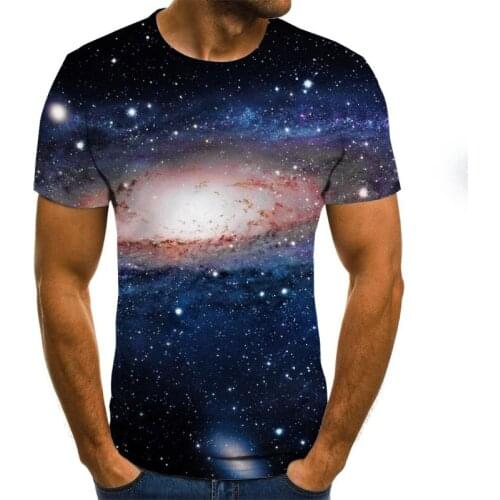 Summer 3D Printing Mens T-Shirt Casual Short Sleeve O-Neck Mens T-Shirt Fashion Galaxy Star Print 3D T-Shirt Top