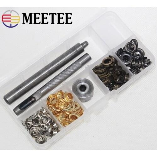 Meetee 120sets Copper Button Eyelet Buckle +installation Tools for Handbag Garment Belt Strap Clasp Accessories Leather Craft