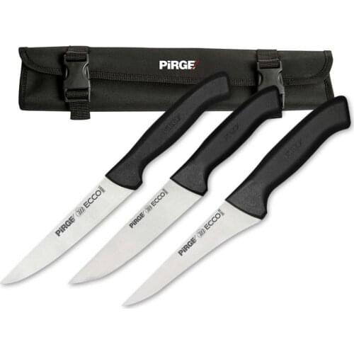 Pirge, Ecco Grill Knife Set 3 pcs. with Knife Bag. Professional Household Knives, Kitchen Knives and Chef Knives - 35172