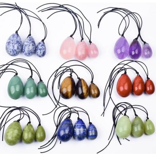 Drop Shipping Yoni Egg Sets Natural Crystal Gemstone Massage Kegel Exercise Pelvic Floor Muscle Vaginal Tighten Ball