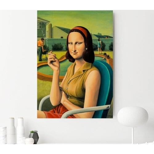 Retro Color Mona Lisa Wall Art Canvas Poster Funny Abstract Figure Painting Print For Living Bed Room Home Decorative Pictures