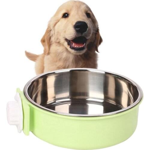 New Fashion Stainless Steel Hanging Feeding Feeder Cage Fixed Food Water Pet Cat Dog Bowl ​Pet Puppy Cat Supplies Accessories