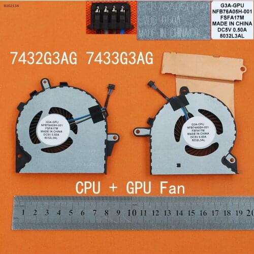 New For HP OMEN Pro TPN-Q194 15-CE 17-AN 7432G3AG 7433G3AG 3 plus Laptop Notebook CPU GPU Cooling Fan Cooler Radiator