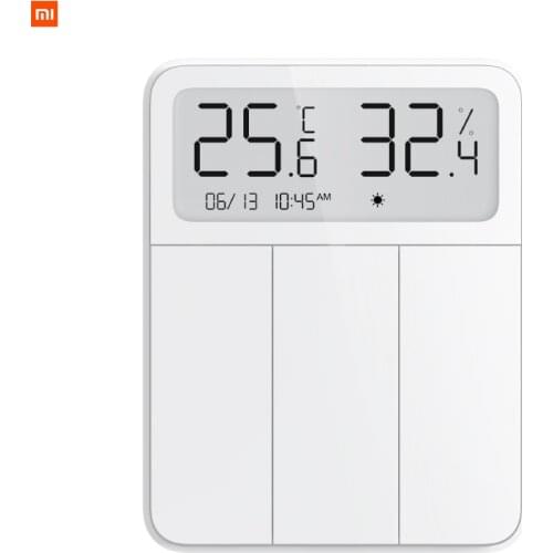 NEW Xiaomi Mijia Smart Screen Display Wall Switch Three Open Wireless Keys Switch With Temperature Humidity Display APP Control