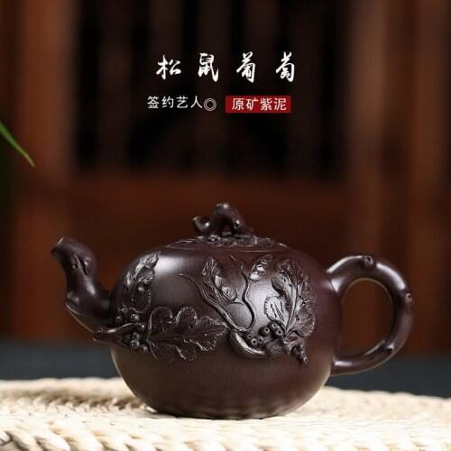Pot Wholesale Reflux Old Pot Squirrel Grape All Hand-made Leaf Sticking Flower Merchant Kung Fu Tea Set One Substitute