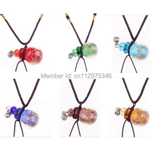 Wholesale hot sale 100pcs/lot murano lampwork glass pendants necklaces perfume vial bottle pendants Best Gift DHL/EMS Free