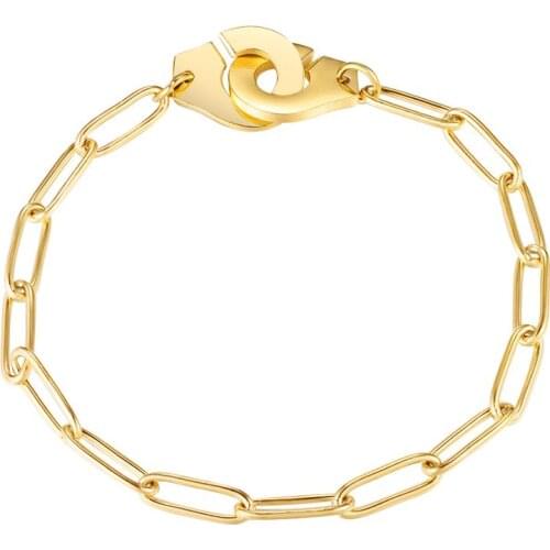 High Quality Stainless Steel Handcuffs Bracelet Necklace for Men Women Bracelet Collier Menottes en Acier Inoxydable Bijoux