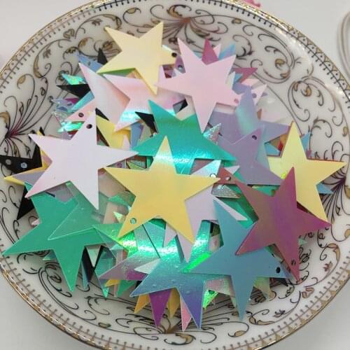LNHOME 50g/Lot 28mm Mix AB Colors Star Sequins Loose Flat PVC Paillette Sequins Side Hole Garment Accessorie Christmas Sequins