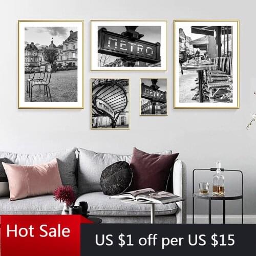 Poster Nordic Prints Canvas Painting For Wall Art Decor Pictures Print City Black and white Paris Posters Aesthetic Room Decorat