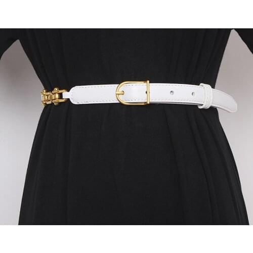 Fashion Multi color Faux Leather Waist Belt Chain Korean Women Summer Suit Dress belt Office Ladies Slim Corset Buckle Pin Belt