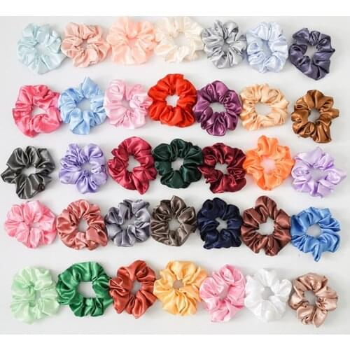 52 Colors Fashion Satin Silk Scrunchies Solid Plain Color Elastic Hair Ties Women Accessories Ponytail Holder Hair Bands Girls