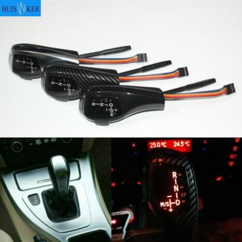Shifter Lever PU Leather Carbon Fiber Black Silver for 3 5 Series E60 E61 2004-2007 E46 Accessories LED Gear Shift Knob