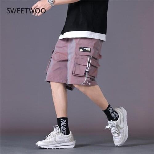 Mens Shorts 2021 Summer Mens Beach Shorts Pockets Hip Hop Streetwear Casual Male Sportswear Shorts Homme Clothing