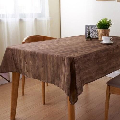 Polyester Wood Grain Table Cover Table Cloth Waterproof Oil-proof Tablecloth Restaurant Hotel Household Decoration