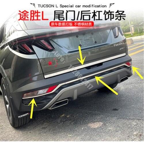 Car Styling Stainless steel trunk tailgate trim and rear bumper trim for Hyundai Tucson L 2021