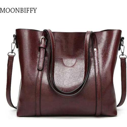 Women Messenger Shoulder Bag Oil Wax Leather Ladies Handbag Tote Bag Crossbody Bags
