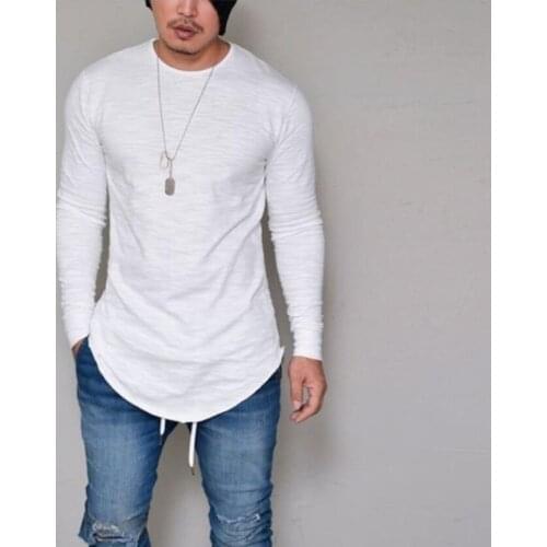 Spring Autumn 2020 t-Shirt With Round Collar Leisure Pure Color Long Sleeve Streetwear Funny T Shirt Long Sleeve T Shirt Men