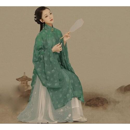 Zhai Xing Chi Light Green Ming Dynasty Wide Sleeve Costume Hanfu Thematic Photography Hanfu Classical Dance Hanfu Cosplay Drama