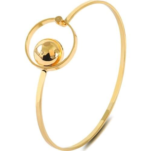 Bright Ball Loop Metallic Golden Silver Plated Women Bracelets & Bangles