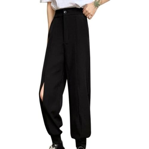 Hole Womens Thin Section Drape Slimming Harem Pants Tie-leg Casual High Waist Pants