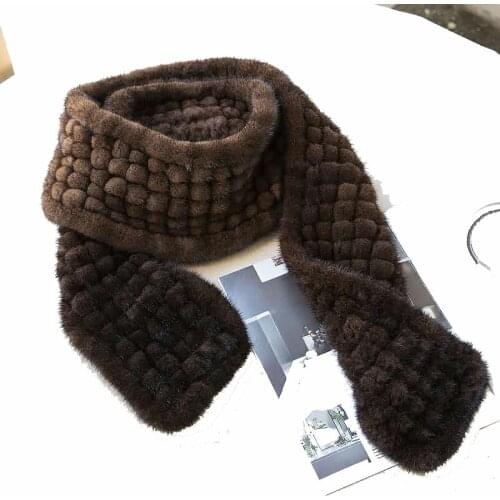 2020 Women Knitted Mink Fur Scarf Handmade Long Warm Winter scarf