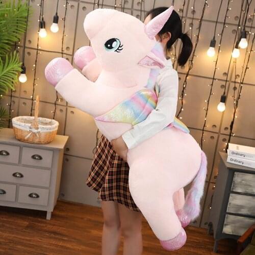 New 1pc 40cm-100cm Cute Rainbow Angel Unicorn Plush Toy Stuffed Lovely Soft Toys for Children Creative Birthday Gift Girls Lover
