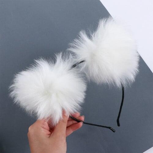 1Pcs Creative Masquerade Plush Cat Ear Headband With Bells Lolita Hair Bow Headwear Women Girls Party Cosplay Headband