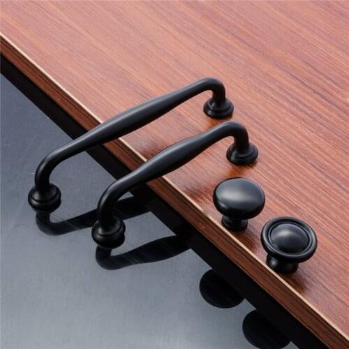 10PCS/Lot Simple Black Alloy Door Konbs and Handles For Wardrobe Cabinet Cupboard Drawer Kitchen Bedroom Furniture Accessories