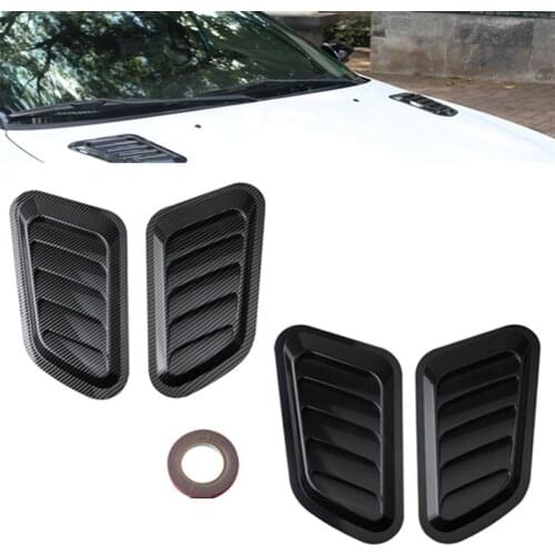 2Pcs Universal Fake Intake Scoop Turbo Bonnet Vent Cover Hood ABS Car Hood Air Outlet Decorative Carbon Fiber False Vent Hood