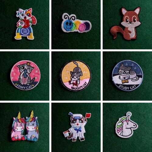 2pcs Unicorn/Cat Stickers On Clothes Duck Animal Patch Iron On Patches On Clothes Applique Embroidered Patches For Clothing Diy