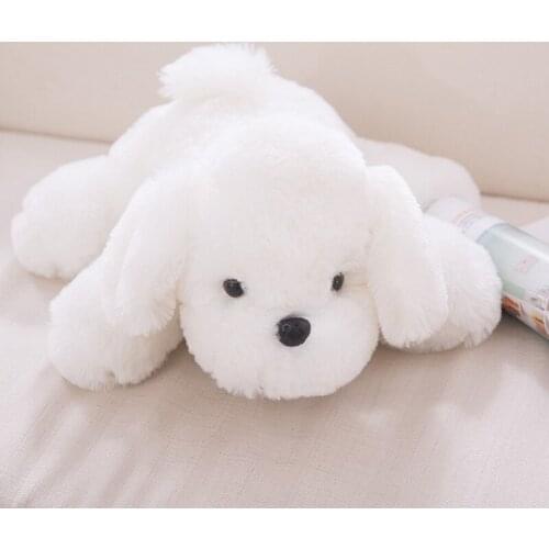 25-60cm Kawaii Lifelike Stuffed Toys Cute Simulation White Dog Plush Toy Puppy Plush Animals Toy Birthday Christmas Gifts
