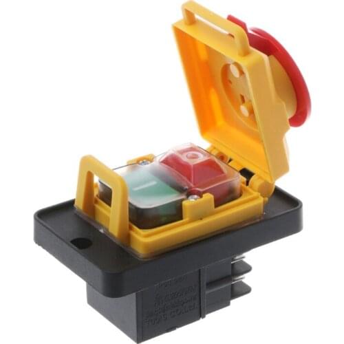 250V 16A 4Pin IP54 Waterproof Magnetic Start Stop No Volt Release Push Button Switch for Metal Wood Work Machine