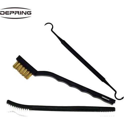 3pcs Tactical Hunting Gun Cleaning Kits Shotgun Rifle Pistol Cleaning Tools Set Brass Brush Bristle Brush Pick Gun Accessories