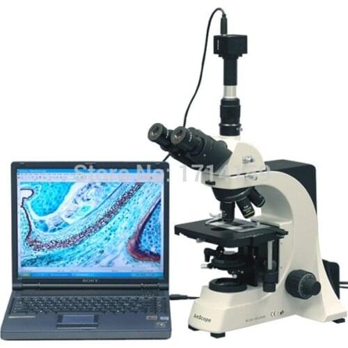 AmScope Supplies 40X-1500X Professional Laboratory Biological Microscope + 5MP Camera