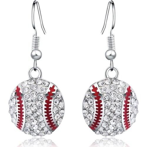 Baseball Dangle Earrings Rhinestone Pendant Earrings Fashion Casual Baseball Earrings Drop Earrings Sports Earrings