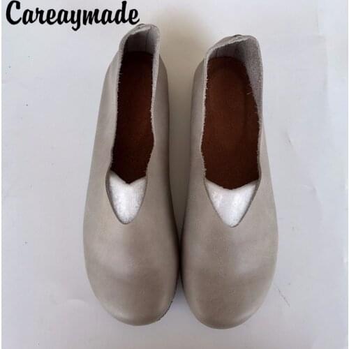 Careaymade-Hot sell Top layer Genuine Leather pure handmade Leisure comfortable shoes, the retro art mori girl shoes,4 colors