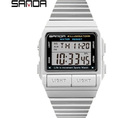 SANDA 2007 Military Sports Wristwatch Men Button Backlight Digital Electronic Watch Man LED 50M Waterproof Relogio Masculino