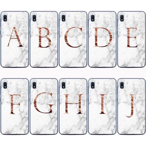 Letter Monogram A B C D white marble Soft TPU Phone Case For Samsung Galaxy A10 A20 A30 A40 A50 A70 M10 M20 M30 M40 2019 Cover