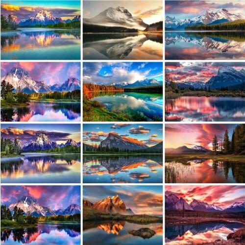 EverShine Diamond Painting Mountain Rhinestones Art Diamond Embroidery Lake Scenery Cross Stitch Handicraft Home Decoration