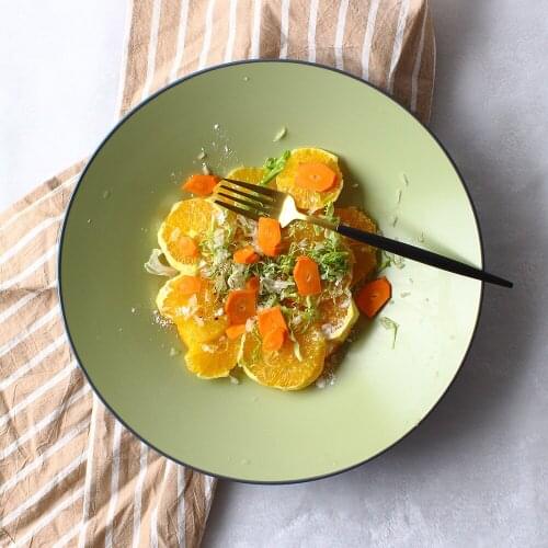 Western deep dish, matt ceramic plate, fresh salad plate, fruit plate, soup plate, shallow bowl, bowl, 12 inch large round plate