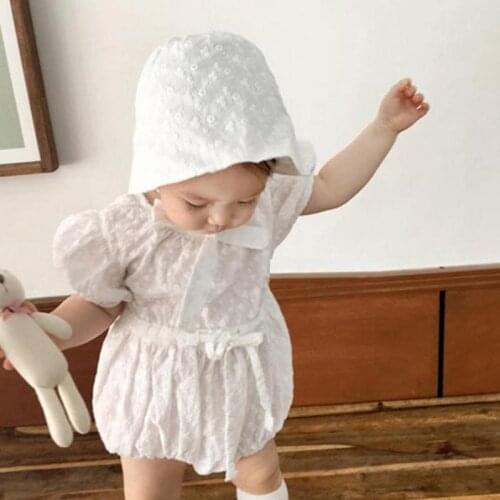 Ins 2021 New Baby White Princess Clothes For Girl Summer And Spring Cute Bodysuit 12-24m Newborn Twins Baby Clothing 2pcs Outfit
