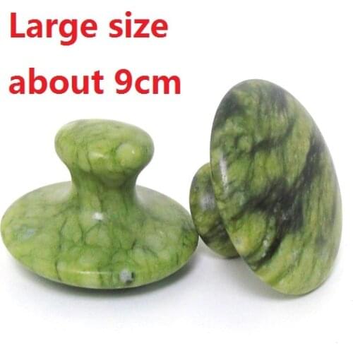 Large size handmade craved green jade large Scraping mushroom body guashapoints back massage rocks hot spa health care oil stone