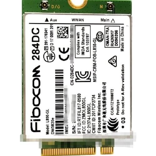 Card for DW5820e Fibocom L850-GL LTE/WCDMA 4G WWAN Card Module Dell 0284DC 284DC