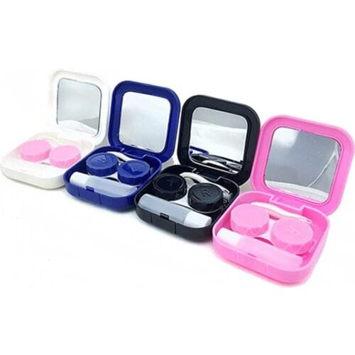 Hot Lovely Travel kit box colored Contact Lens Case With Mirror women Colored Contact Lenses Box Eyes Contact Lens Container