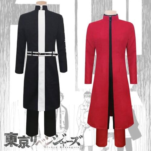 Anime Tokyo Revengers Kurokawa Izana Rindo Haitani Cosplay Costume Trench Print Embroidery Halloween Party Red Black Uniform